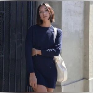 Thakoon Navy Blue Long Sleeve Sweater Dress